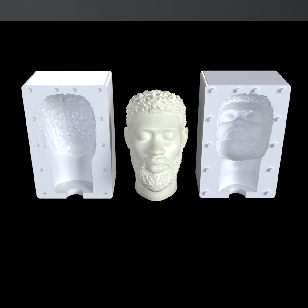 Custom 2-Part Candle Mold for Sculpted Head Candle