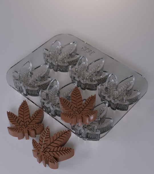 🍫 Cannabis Leaf Polycarbonate Mold - 6 Cavities